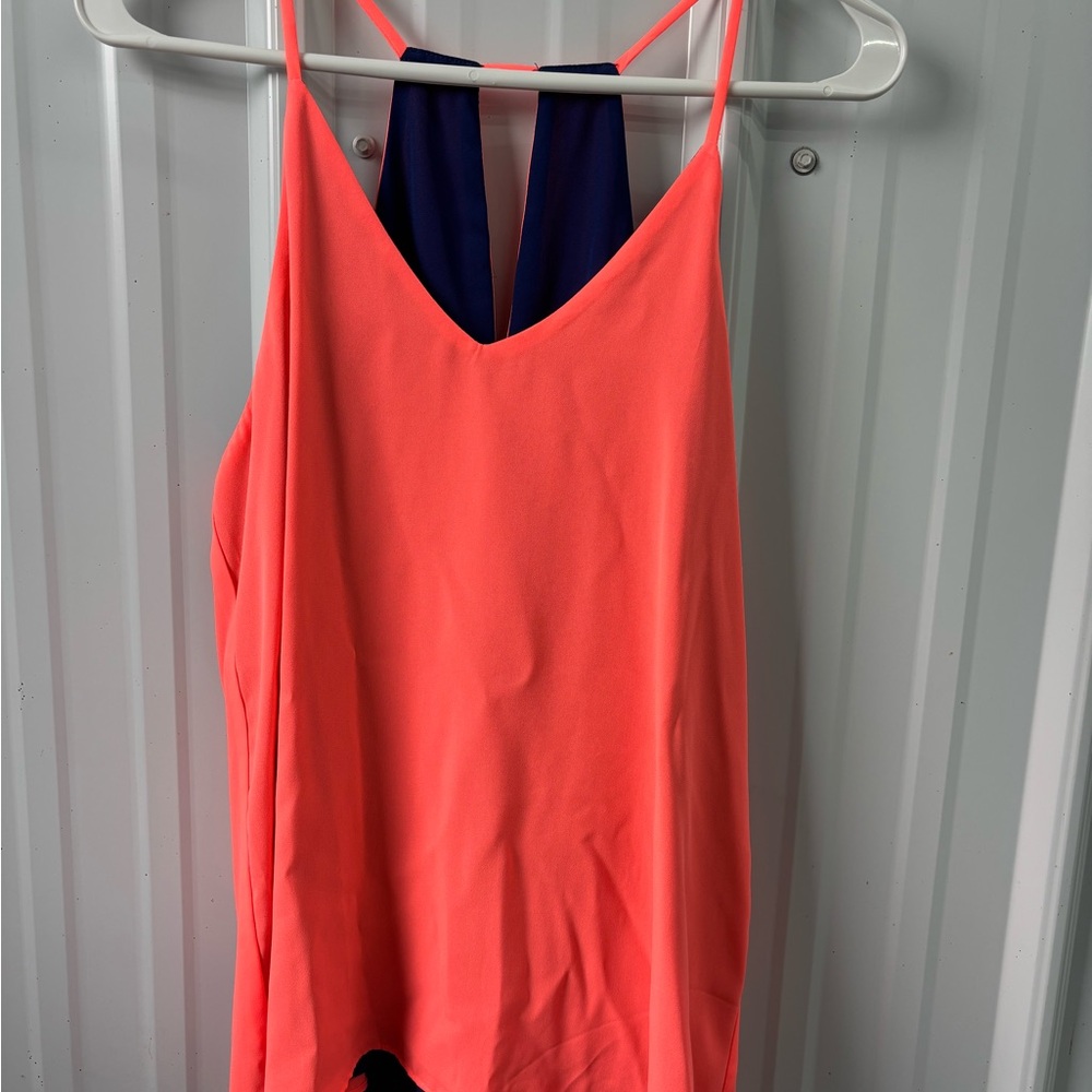 Coral and Navy Women's Top